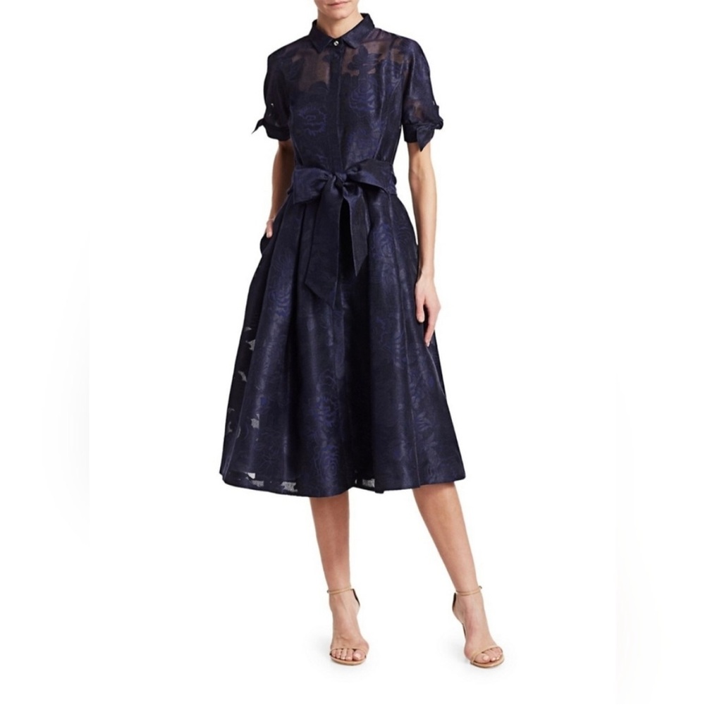 Teri Jon by Rickie Freeman Collared Organza Cocktail Dress Size 6